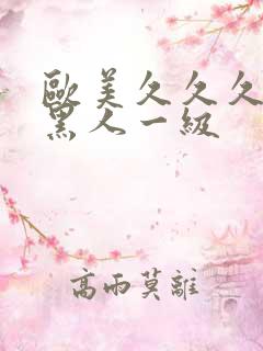 欧美久久久精品黑人一级