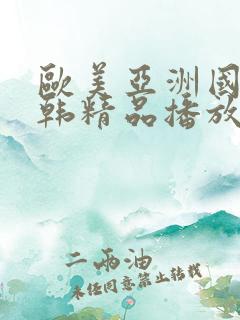 欧美亚洲国产日韩精品播放