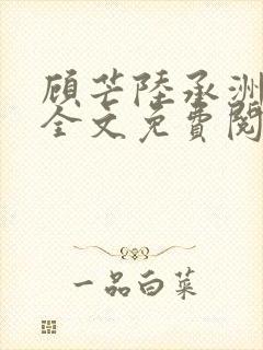 顾芒陆承洲小说全文免费阅读无弹窗