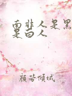 南非人是黑人还是白人