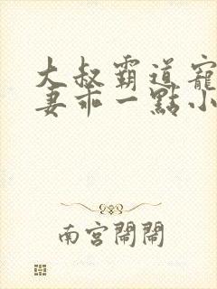 大叔霸道宠小甜妻乖一点小说免费阅读