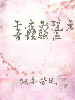 午夜影院免费观看体验区