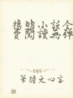 杨明小说全文免费阅读无弹窗