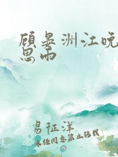 顾晏洲江晚枝宋思雨
