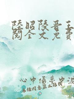 陆昭陵晋王周时阅全文免费阅读是什么小说名