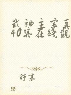 武神主宰真人版40集在线观看