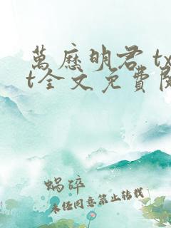 万历明君 txt全文免费阅读