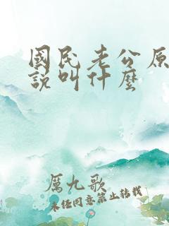 国民老公原著小说叫什么