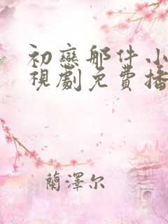 初恋那件小事电视剧免费播放