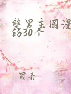 双男主国漫必看的30个