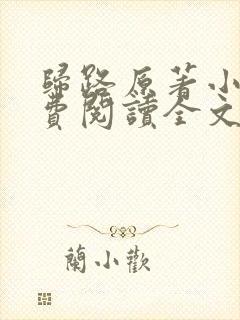 归路原著小说免费阅读全文