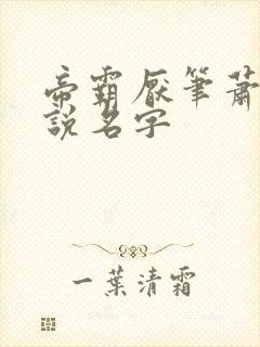 帝霸厌笔萧生小说名字