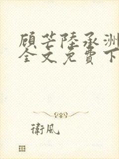 顾芒陆承洲小说全文免费下载