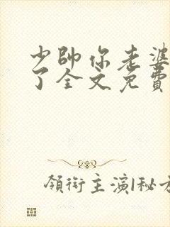 少帅你老婆又跑了全文免费了阅读全文