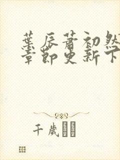 叶辰萧初然最新章节更新下