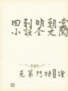 回到明朝当王爷小说全文阅读免费