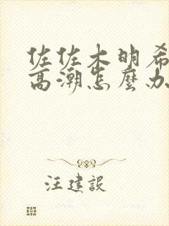 佐佐木明希被弄高潮怎么办