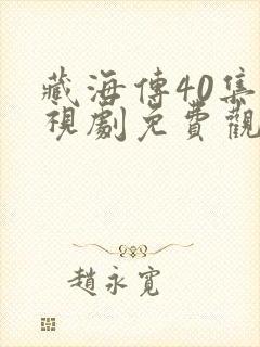 藏海传40集电视剧免费观看