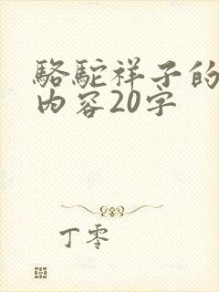 骆驼祥子的主要内容20字