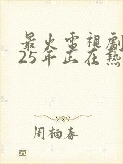 最火电视剧2025年正在热播的有哪些呢