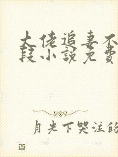 大佬追妻不择手段小说免费阅读