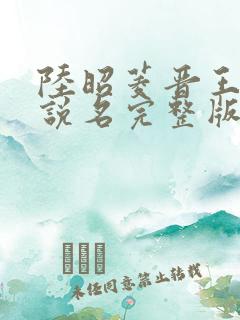 陆昭菱晋王的小说名完整版