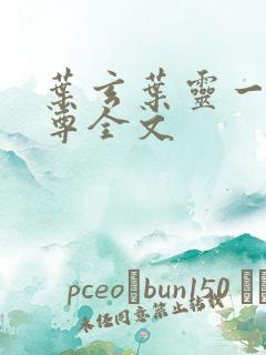 叶玄叶灵一剑独尊全文