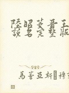 陆昭菱晋王的小说名完整版