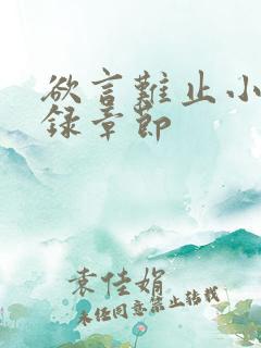 欲言难止小说目录章节