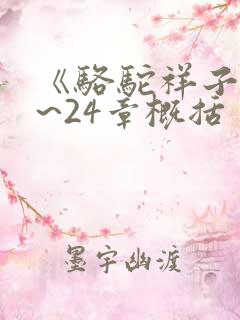 《骆驼祥子》1~24章概括