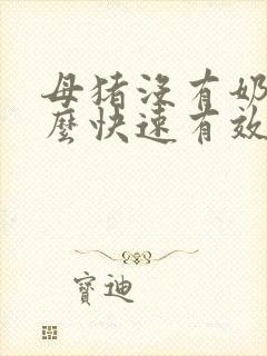 母猪没有奶水怎么快速有效催奶