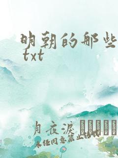 明朝的那些事儿 txt