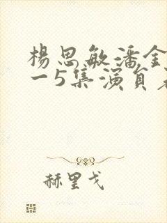 杨思敏潘金莲1一5集演员表