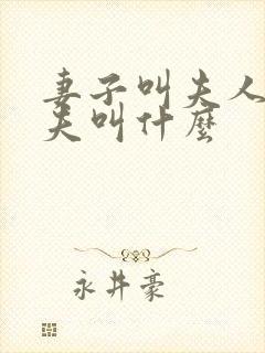 妻子叫夫人,丈夫叫什么