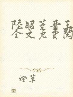 陆昭菱晋王小说全文免费阅读