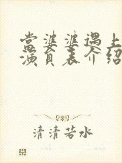 当婆婆遇上妈的演员表介绍