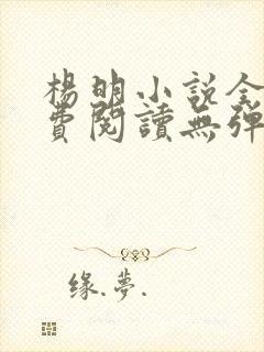 杨明小说全文免费阅读无弹窗