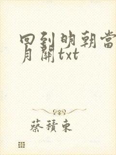 回到明朝当王爷月关txt