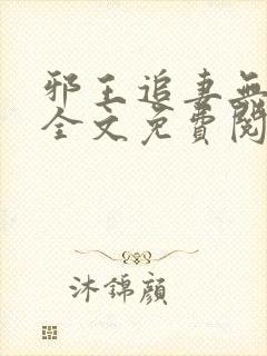 邪王追妻无弹窗全文免费阅读