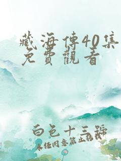 藏海传40集全免费观看