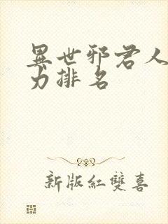 异世邪君人物实力排名