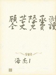 顾芒陆承洲小说全文免费读