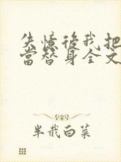 失忆后我把渣攻当替身全文免费阅读