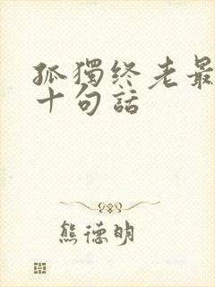 孤独终老最经典十句话