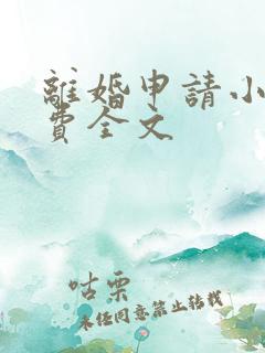 离婚申请小说免费全文