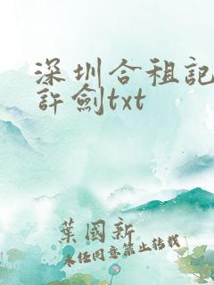 深圳合租记康捷许剑txt
