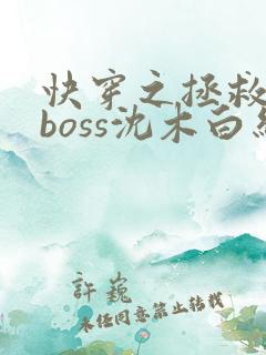 快穿之拯救黑化boss沈木白结局