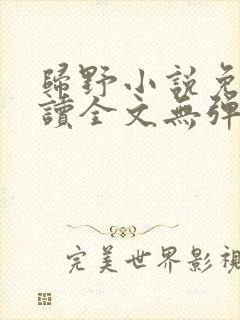 归野小说免费阅读全文无弹窗