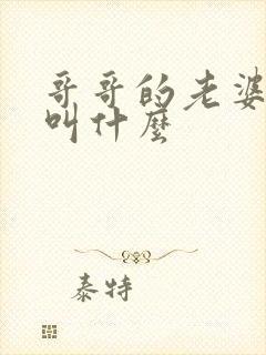 哥哥的老婆叫我叫什么