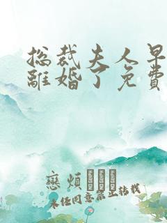 总裁夫人早就想离婚了免费阅读